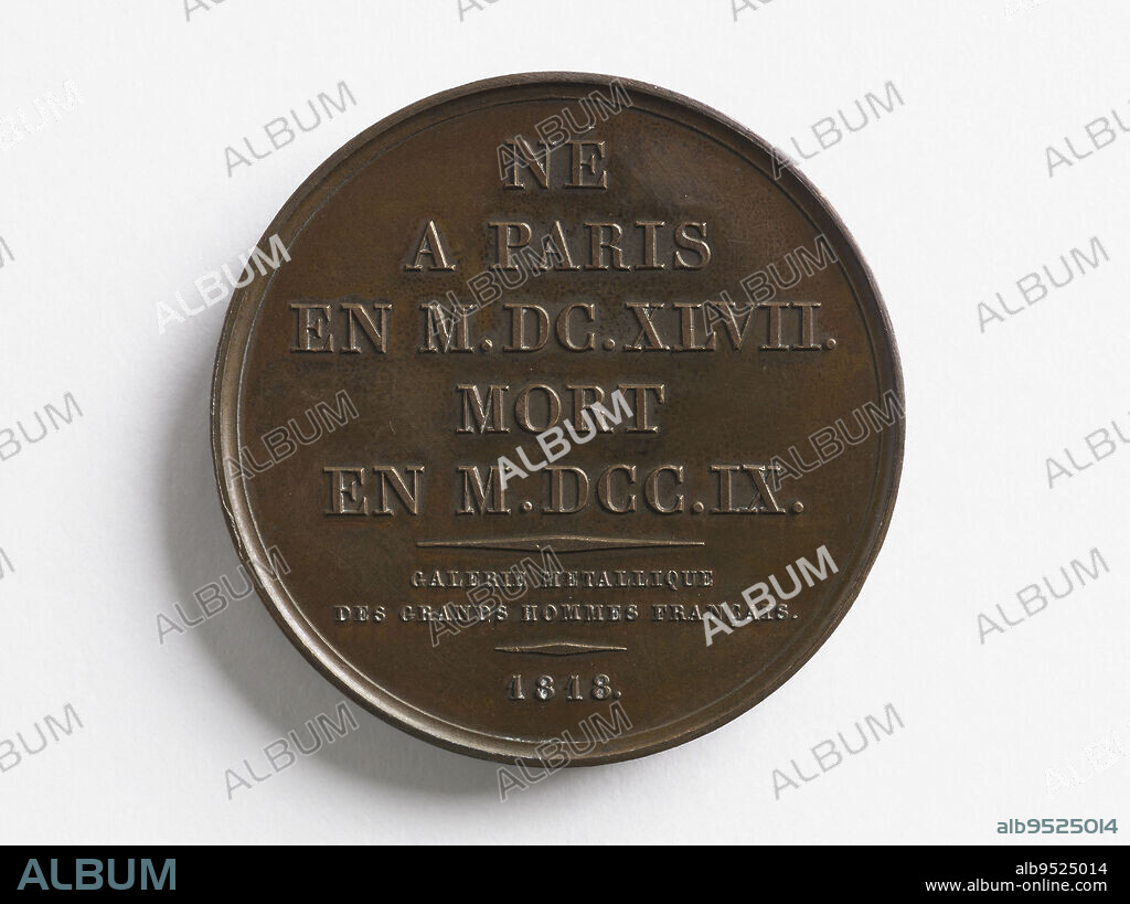 Jean-François Regnard (1655-1709), writer and playwright, 1818, Dubois (signatory), Engraver in medals, Array, Numismatics, Medal, Dimensions - Work: Diameter: 4.1 cm, Weight (type dimension): 37.78 g.