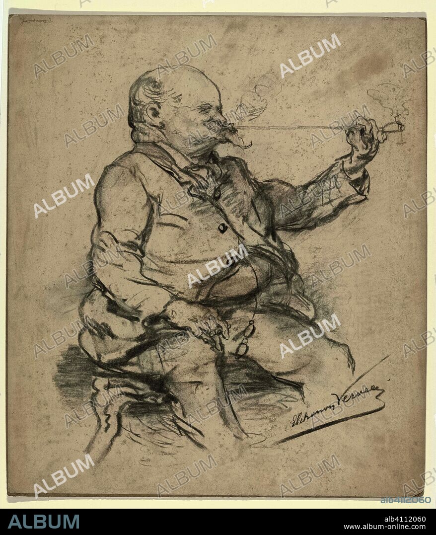 Caricature portrait of the painter Martinus Wilhelmus Liernur. Draughtsman: Elchanon Verveer (mentioned on object). Dating: 1850 - 1899. Measurements: h 518 mm × w 452 mm.