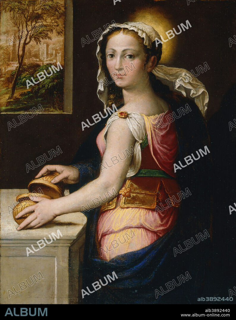 BERNARDINO CAMPI. Mary Magdalene. Date/Period: From 1522 until 1590. Painting. Oil on canvas. Height: 665 mm (26.18 in); Width: 572 mm (22.51 in).