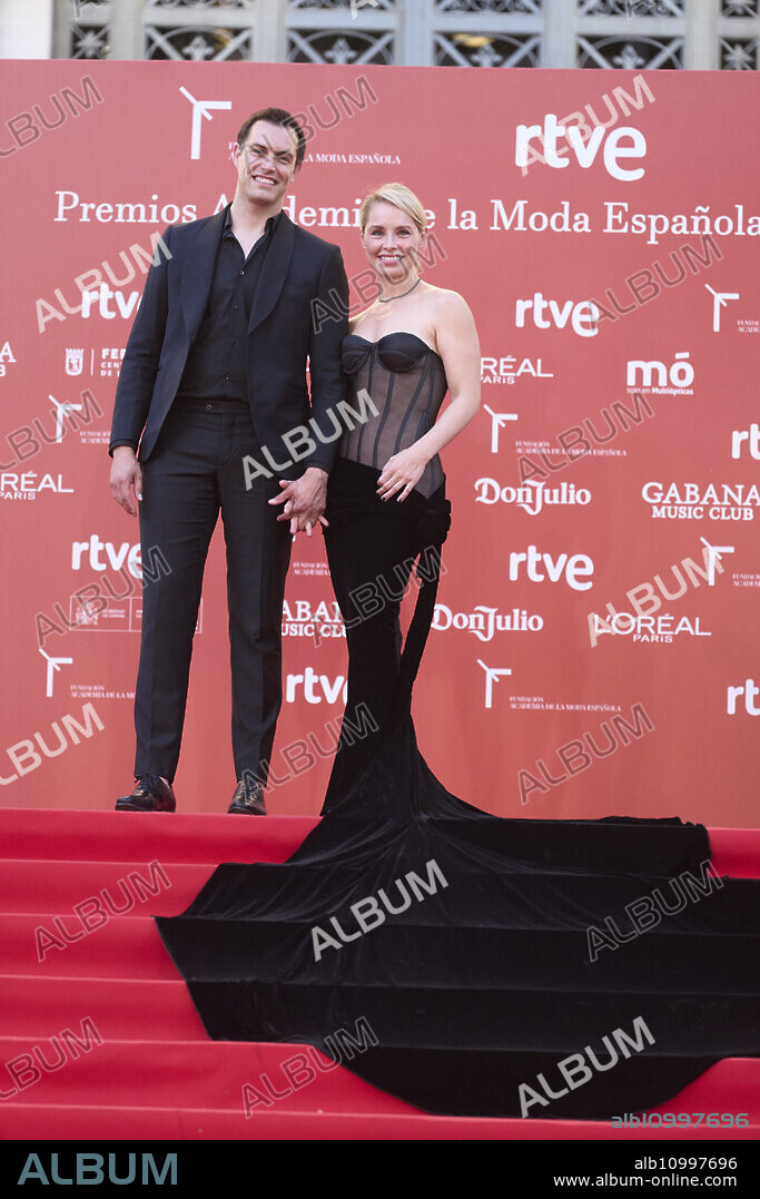 Soraya Arnelas, Miguel Angel Herrera attends Fashion Academy Awards red carpet at National Library on June 13, 2024 in Madrid, Spain.