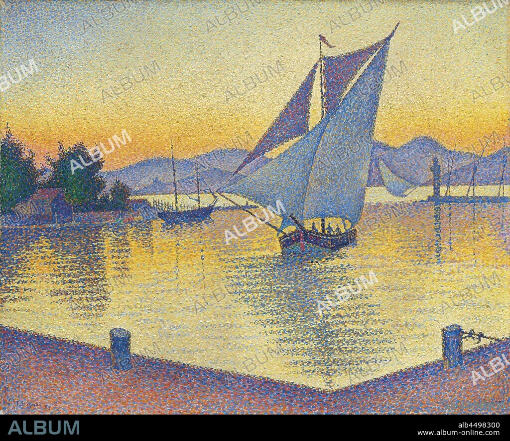 PAUL SIGNAC. The Port at sunset, Opus 236 (Saint-Tropez).