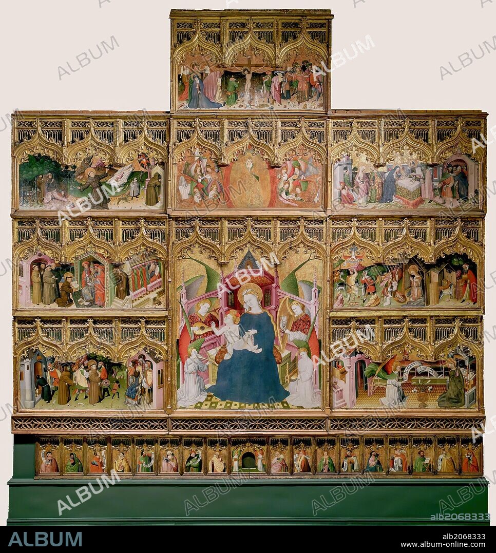 NICOLAS FRANCES. Nicolás Francés / 'Altarpiece of the lives of the Virgin and Saint Francis', 1445-1460, Spanish School, Oil on panel, 557 cm x 558 cm, P02545.