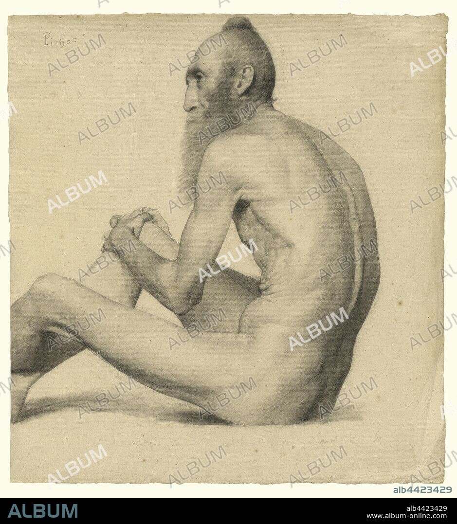 Nude Study of an Indian Man, Émile-Jules Pichot (French, 1857 - 1936), France, Europe, about 1878 - 1879, Charcoal and powdered vine charcoal with stumping and lifting, 46.5 × 43 cm (18 5/16 × 16 15/16 in.).
