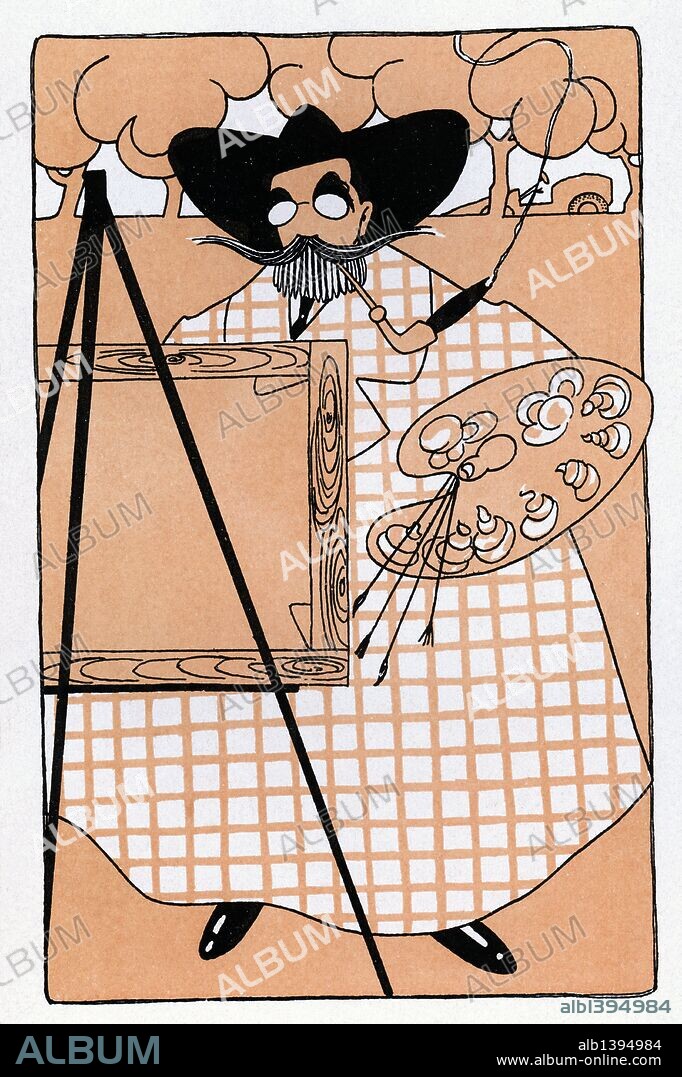 ROMÁN BONET SINTES "BON". Caricatura de Ramon Casas i Carbó (Barcelona,1866-1932) Pintor catalán célebre por sus retratos, caricaturas y pinturas de la elite social, intelectual, económica y política de Barcelona, Madrid y París. Año 1911.