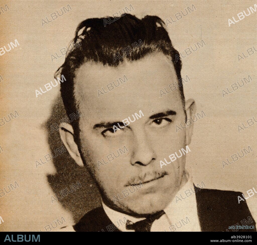 'Public Enemy No. 1', 1932, (1938). John Herbert Dillinger (1903-1934), notorious outlaw who led a group of men known as The Dillinger Gang or Terror Gang. Operating between 1933-1934 repeatedly robbing banks, escaping prison and committing armed robberies. From These Tremendous Years 1919-1938. [Daily Express, London, 1938].