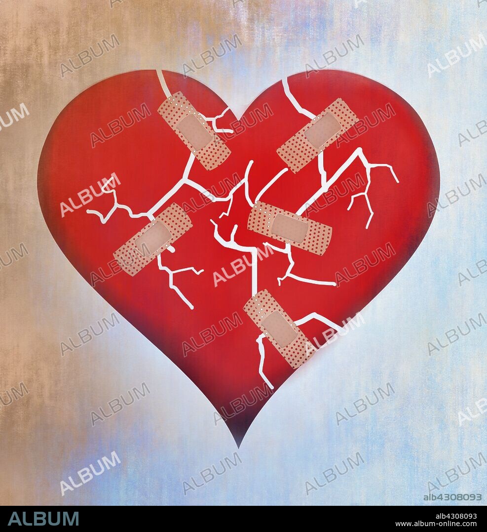 Adhesive bandage mending broken heart.