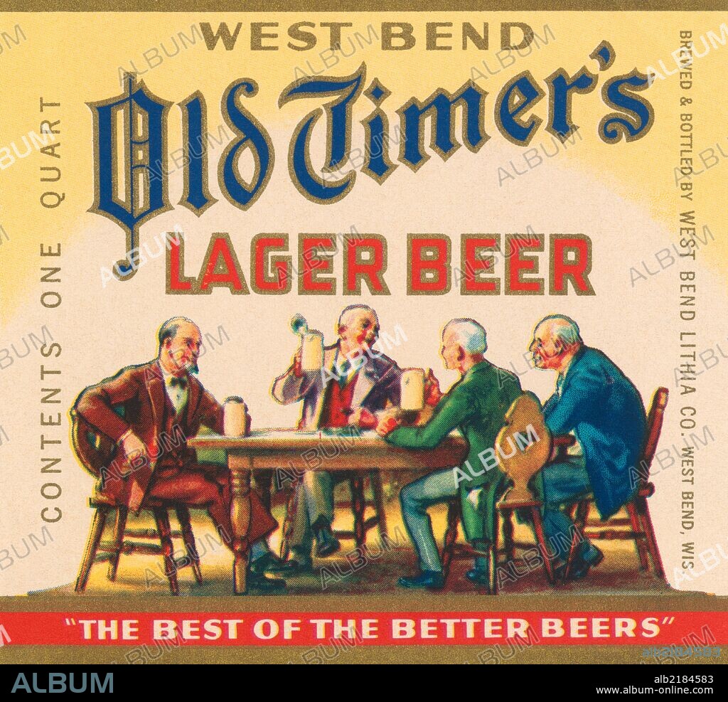 This is a label for West Bend Old Timer's Lager Beer brewed by the West Bend Lithia Company, in West Bend, Wisconsin.  The claim on the label is "the best of the better beers.".