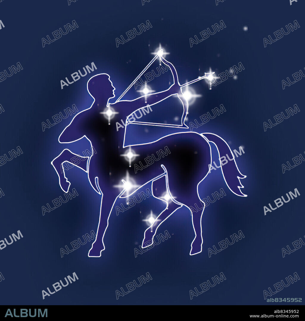 According to mythology, Sagittarius is a centaurhalf man and half horse. The ancient Greeks imagined that the centaur was armed with a bow, ready to shoot an arrow.