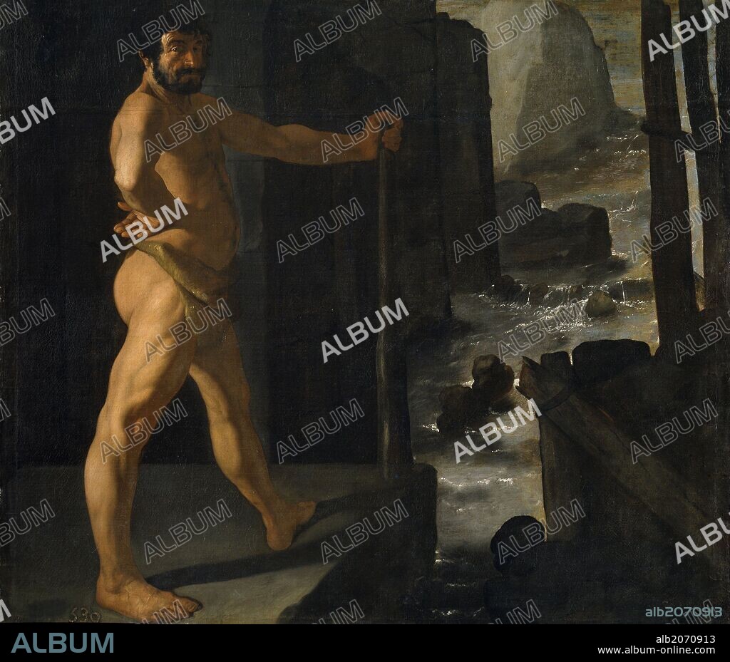 FRANCISCO DE ZURBARAN. Francisco de Zurbarán / 'Hércules desvía el curso del río Alfeo', 1634, Escuela Española, Óleo sobre Lienzo, 133 cm x 153 cm, P01248.