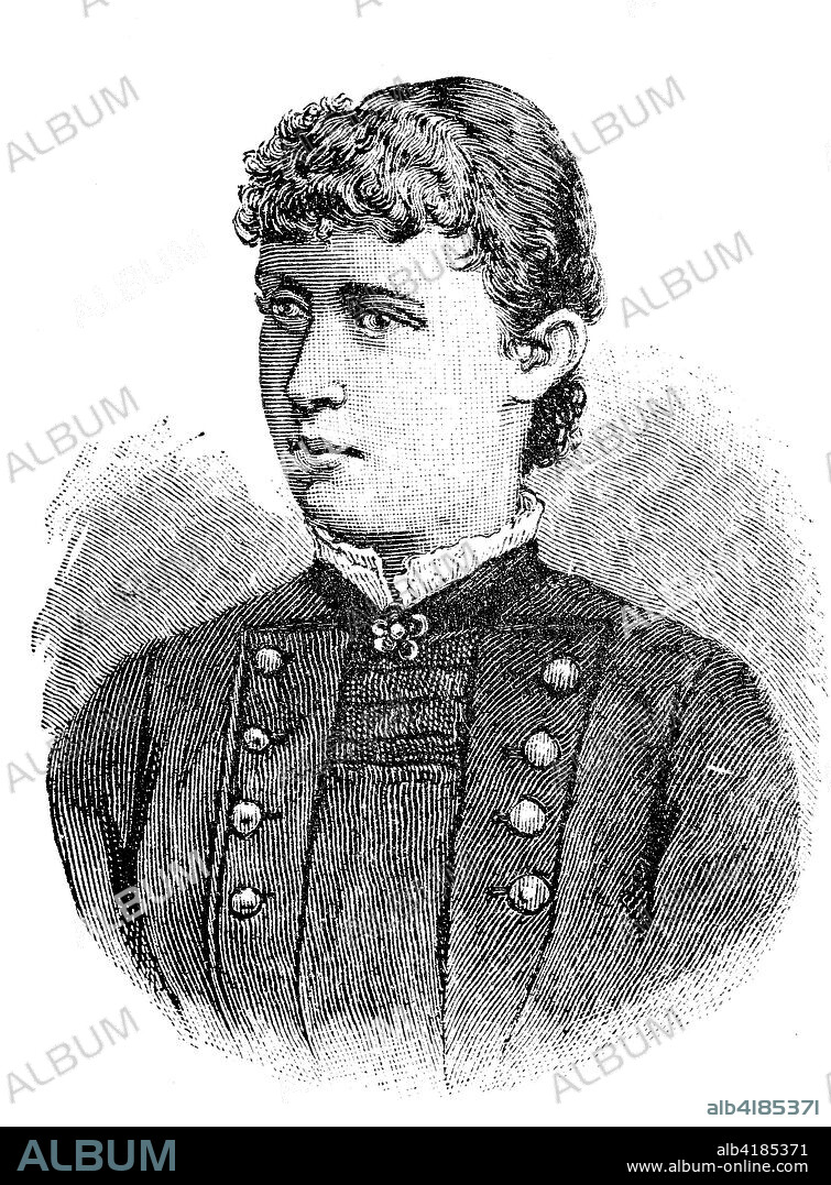 Princess Heinrich, Irene Luise Marie Anne, Princess of Hesse and by Rhine, 11 July 1866 - 11 November 1953, was the wife of the Prussian prince and imperial brother Heinrich of Prussia, Germany, digital improved reproduction of a woodcut publication from the year 1888.