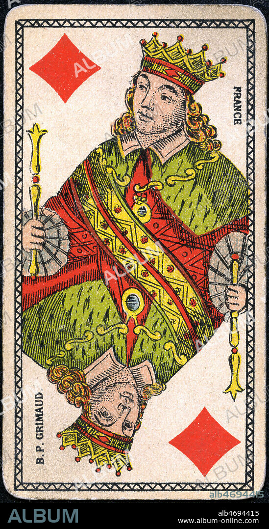 ROI de CARREAU - Carte de TAROT, Edite par les Ed Grimaud vers 1900, 19eme siecle. Credit Collection IM/KHARBINE TAPABOR.