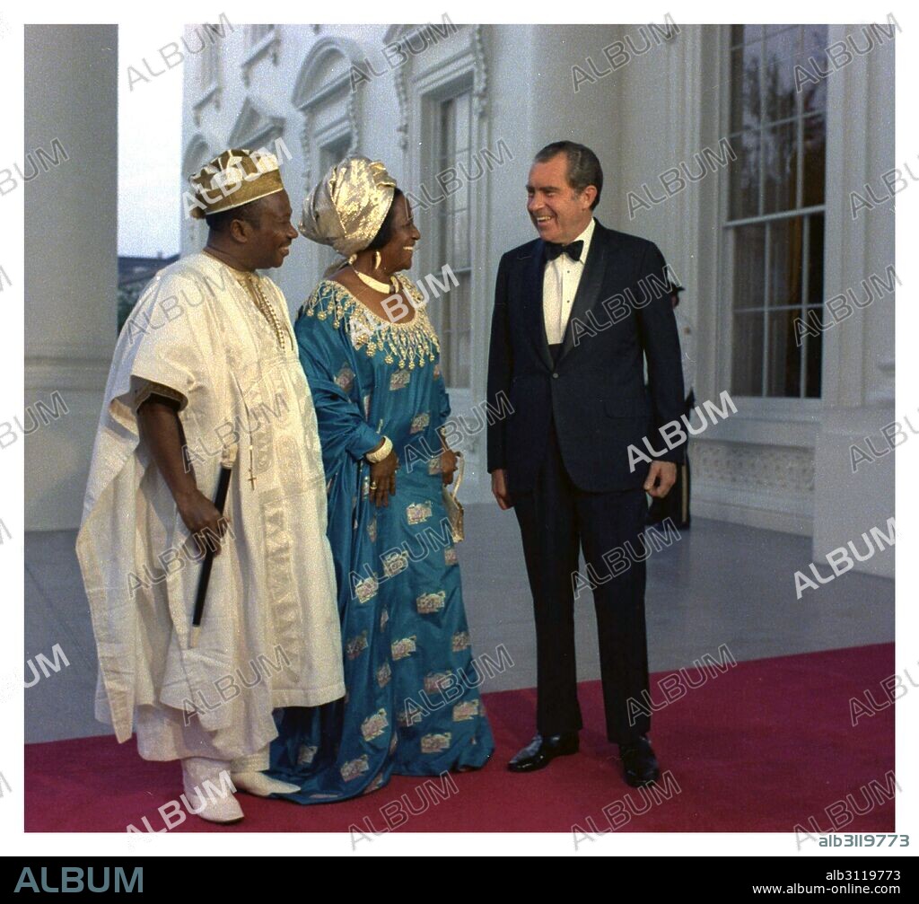 U.S. President Richard Nixon greets President of Liberia William R Tolbert, arriving at the White House, Washington DC.