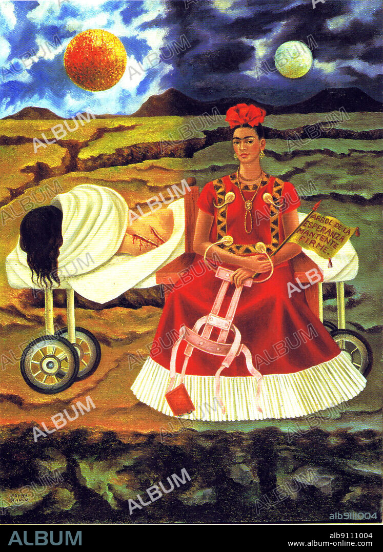Frida Kahlo/ Árbol de la esperanza, autorretrato, 1946. Óleo sobre masonite, 	54cm × 40cm. Colección Daniel Filipacchi. París, Francia.