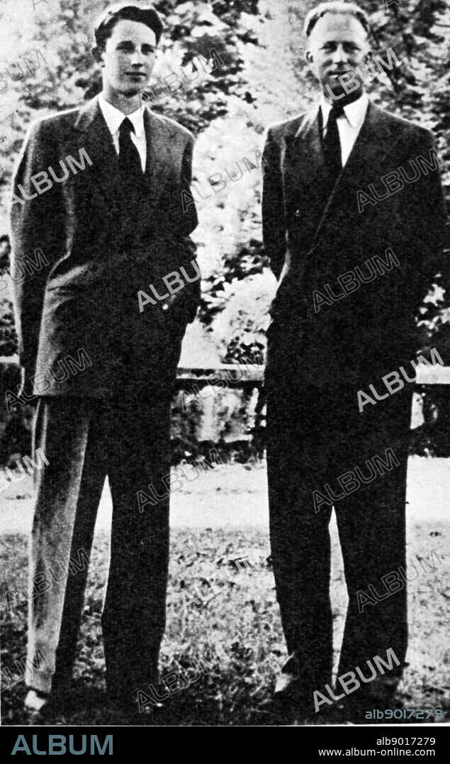 King Leopold III and Prince Baudouin awaiting the verdict of the Belgium people. King Leopold III (3 November 1901 - 25 September 1983) was King of the Belgians from 1934 until 1951. On the outbreak of World War II, Leopold tried to maintain Belgian neutrality, but after the German invasion in May 1940, he surrendered his country, earning him much hostility, both at home and abroad. Prince Baudouin (7 September 1930 - 31 July 1993), Dutch name Boudewijn, was King of the Belgians from 1951 until his death in 1993. He was the last Belgian king to be sovereign of the Congo.