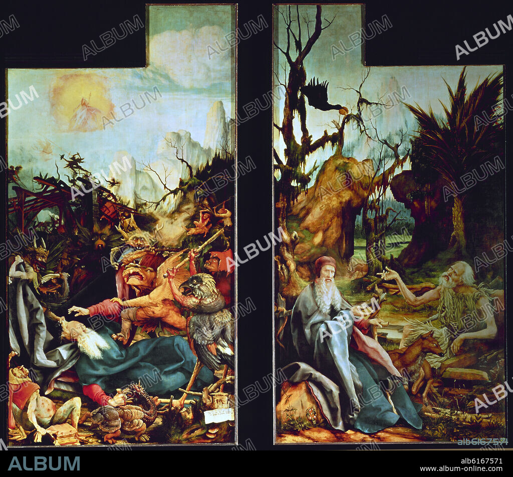 MATTHIAS GRÜNEWALD (1475-1528). RETABLO DE ISENHEIM - S XVI -TENTACION DE S ANTONIO - RENACIMIENTO ALEMAN.