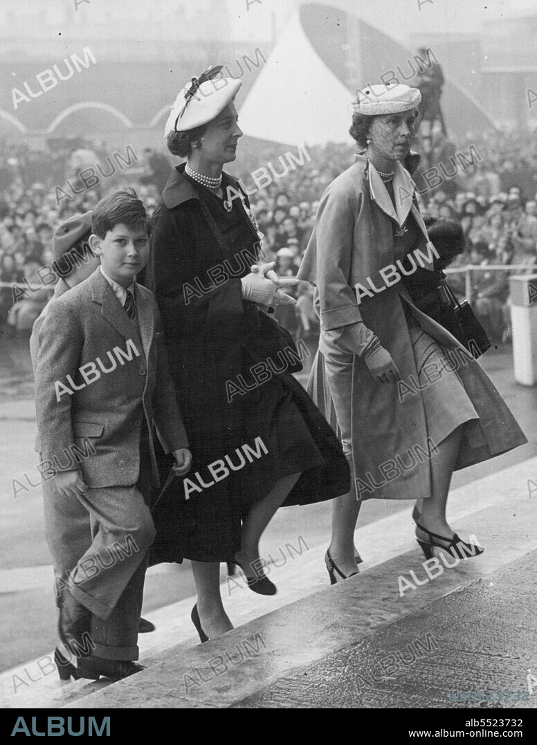 Festival Of Britain -- The Duchess of Kent walking round the exhibition today with her eldest son. May 04, 1951.