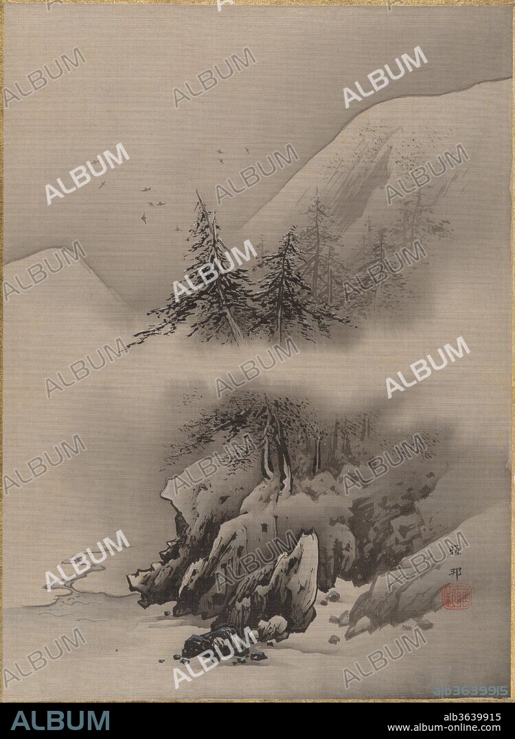 Snow Landscape. Artist: Hashimoto Gaho (Japanese, 1835-1908). Culture: Japan. Dimensions: Image: 14 1/4 × 10 1/2 in. (36.2 × 26.7 cm)
Mat: 22 7/8 × 15 1/2 in. (58.1 × 39.4 cm). Date: ca. 1885-89.