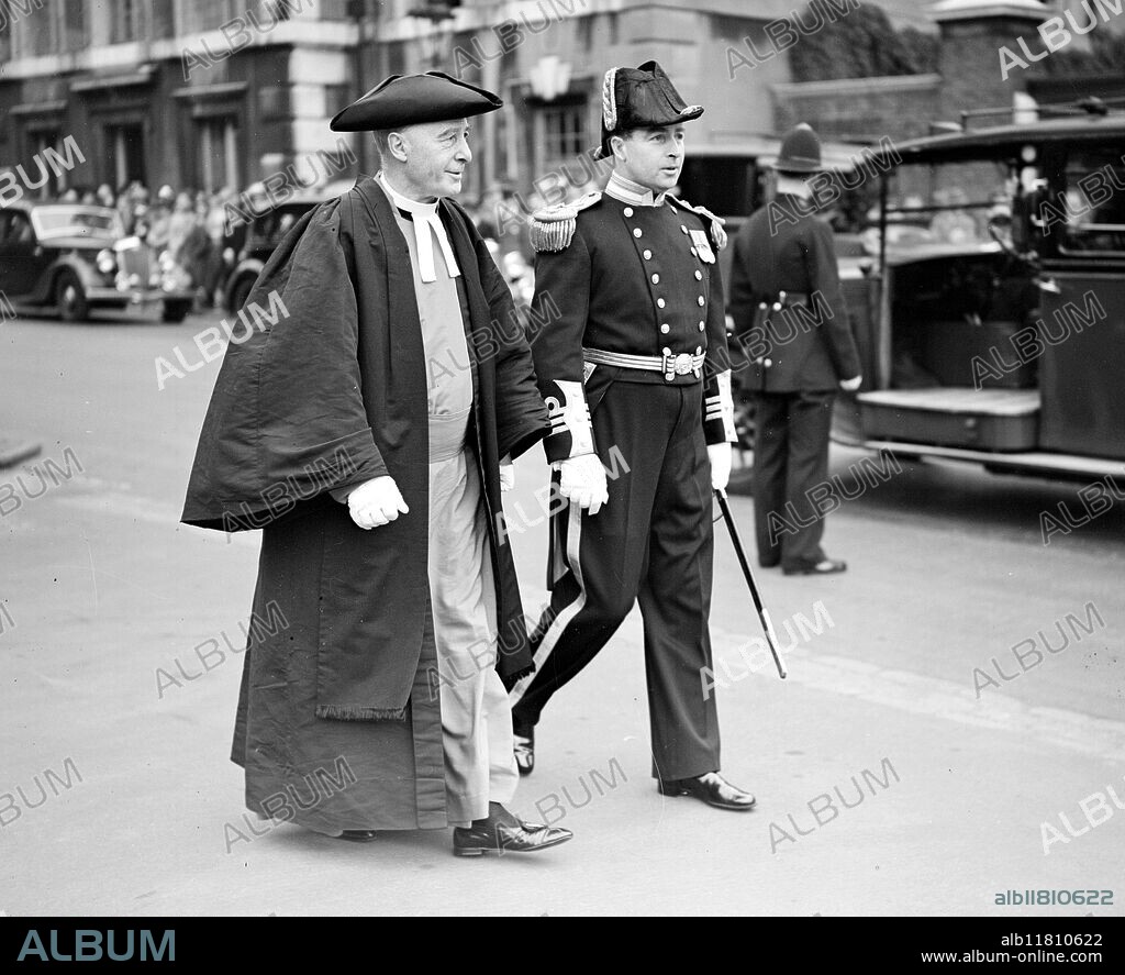 Levee at St James Palace. Canon Tupper-Carey and his son, Commander Peter Tupper-Carey,. 23 May 1939.