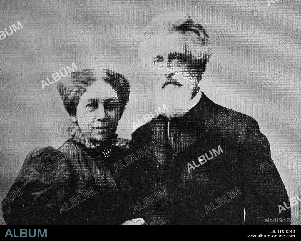 Rosa von Milde und Theodor von Milde, Rosa von Milde, auch Rosalie von Milde, 1827 -?1906, Was a German opera singer, Hans Feodor von Milde, 1821 -  1899, was an Austrian operatic baritone, reproduction photo from the year 1895, digital improved.