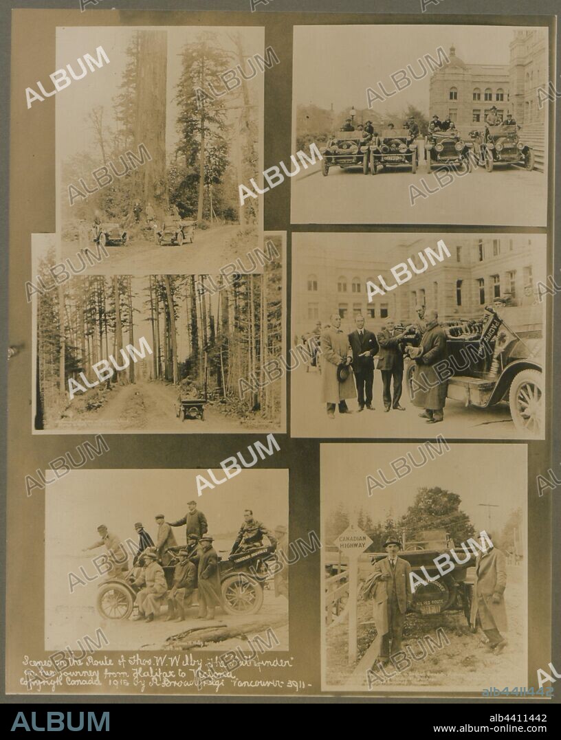 Scenes on the route of Thomas W. Wilby, the pathfinder on his journey from Halifax to Victoria. On August 27, 1912,Thomas Wilby and Jack Haney set out to become the first motorists to cross Canada, at a time when there were only 16 kilometres of paved road in the entire country, 1912.