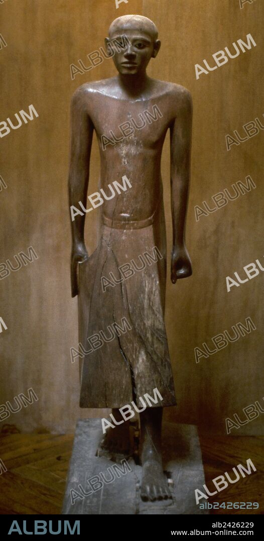 Statue of Egyptian Chancellor Nakhti. Middle Empire. 20th century BC. Polychromed acacia wood. From his tomb in Asyut, Egypt (tomb number 7). Louvre Museum. Paris, France.