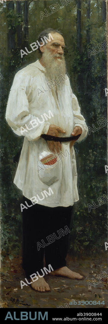 ILYA REPIN. Leo Tolstoy Barefoot. Date/Period: 1901. Painting. Oil on canvas Oil on canvas. Height: 2,070 mm (81.49 in); Width: 730 mm (28.74 in).