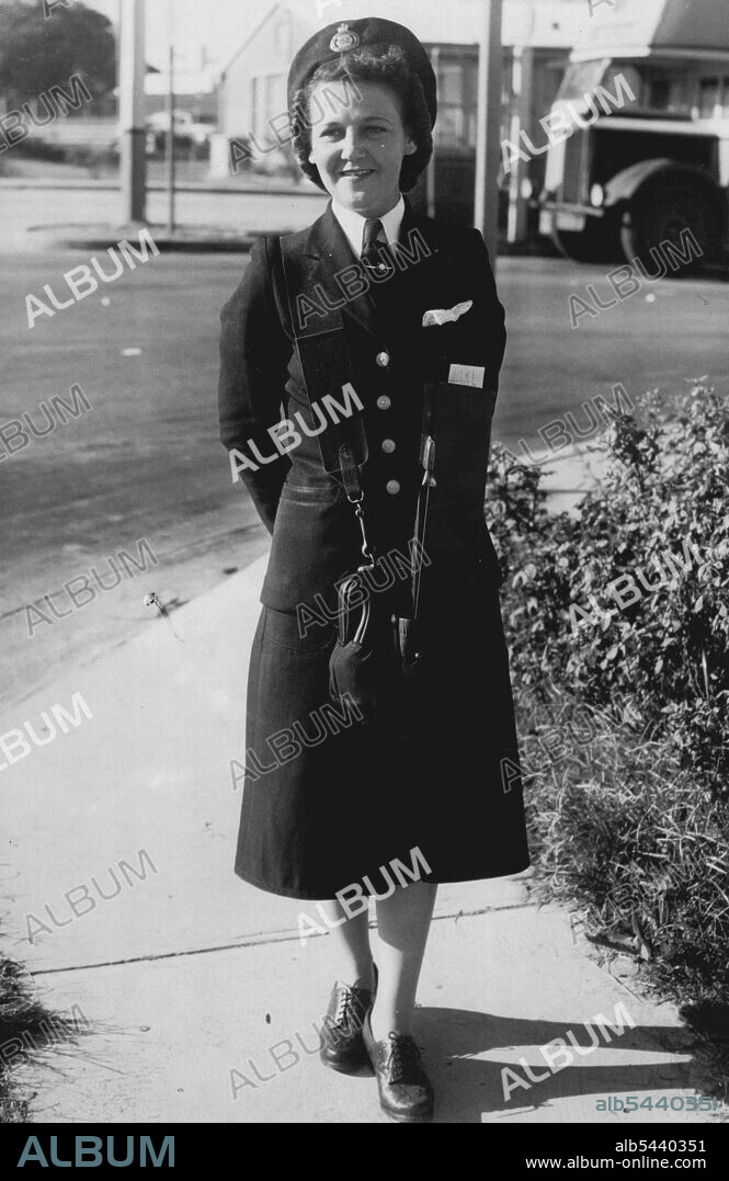 Tram Conductress - Miss Kay Allan, Brookvale Bus Dept. June 17, 1955.