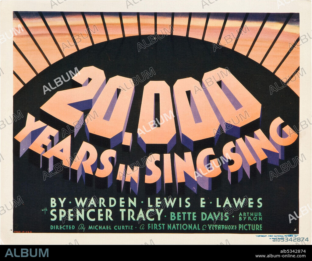 Poster of 20,000 YEARS IN SING SING, 1932, directed by MICHAEL CURTIZ. Copyright WARNER BROS. PICTURES.