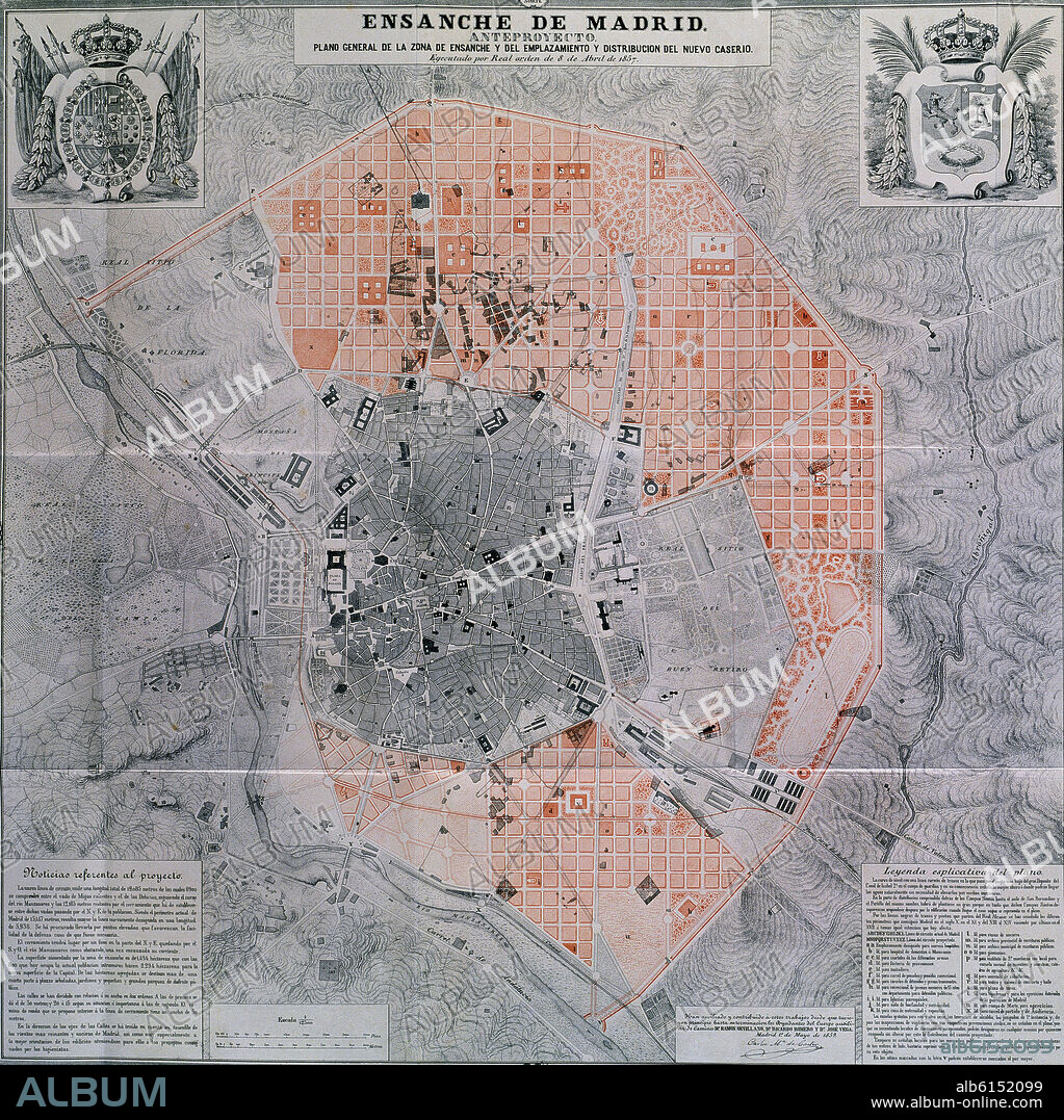 CASTRO CARLOS MARIA. PROYECTO DE ENSANCHE DE MADRID - NOREST-SIGN 5-74-16.REAL ORDEN 8/4/1857 - FDO POR ARQUITECTO 1/5/1859.