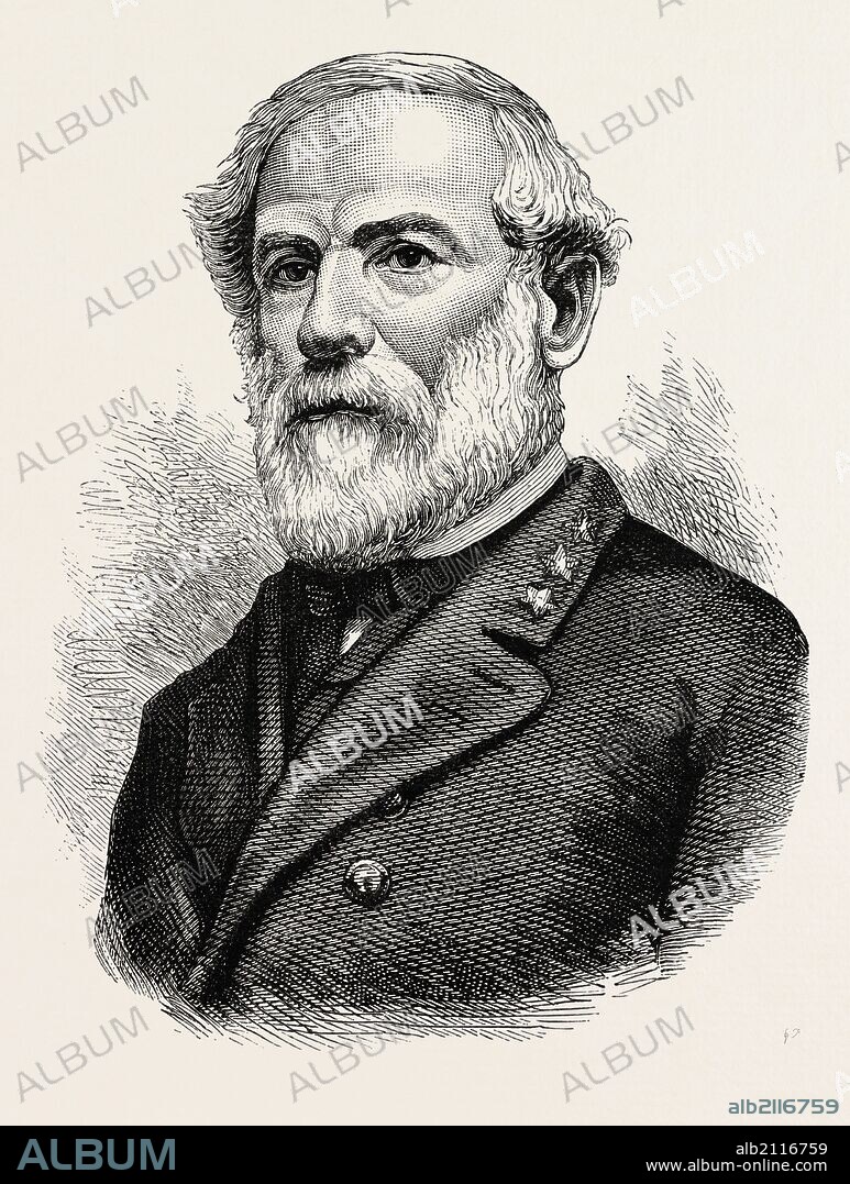 GENERAL ROBERT EDMUND LEE, He was a career military officer who is best known for having commanded the Confederate Army of Northern Virginia in the American Civil War. UNITED STATES OF AMERICA, US, USA, 1870s engraving.
