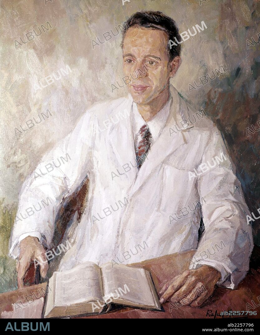 RAFAEL MORENO PECINO. VALLEJO NAJERA , JUAN ANTONIO. MEDICO Y ESCRITOR ESPAÑOL. OLEO DE RAFAEL MORENO. RETRATO.