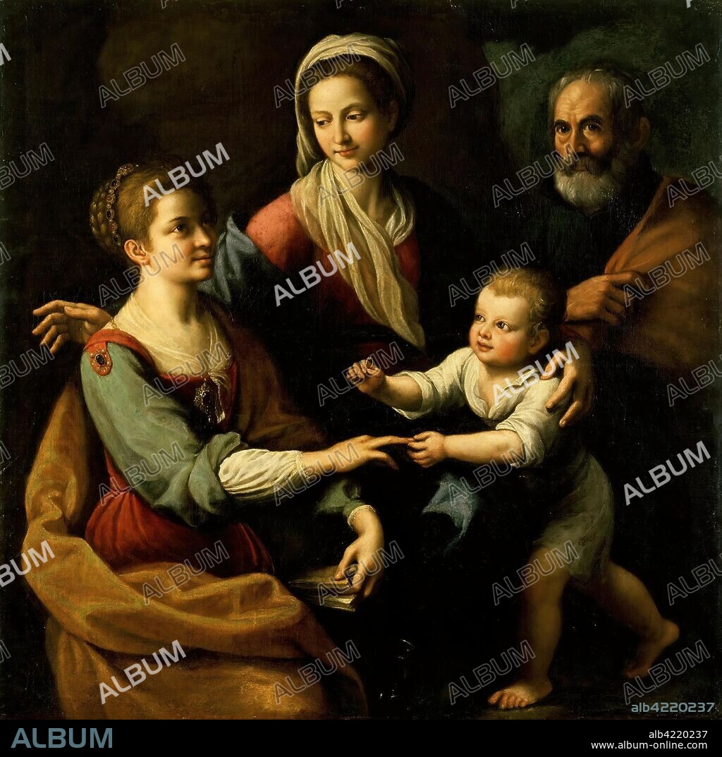 FABRIZIO DA SANTAFEDE. 'Mystic Marriage of St Catherine'. Italy, 1610s. Dimensions: 122x122 cm.