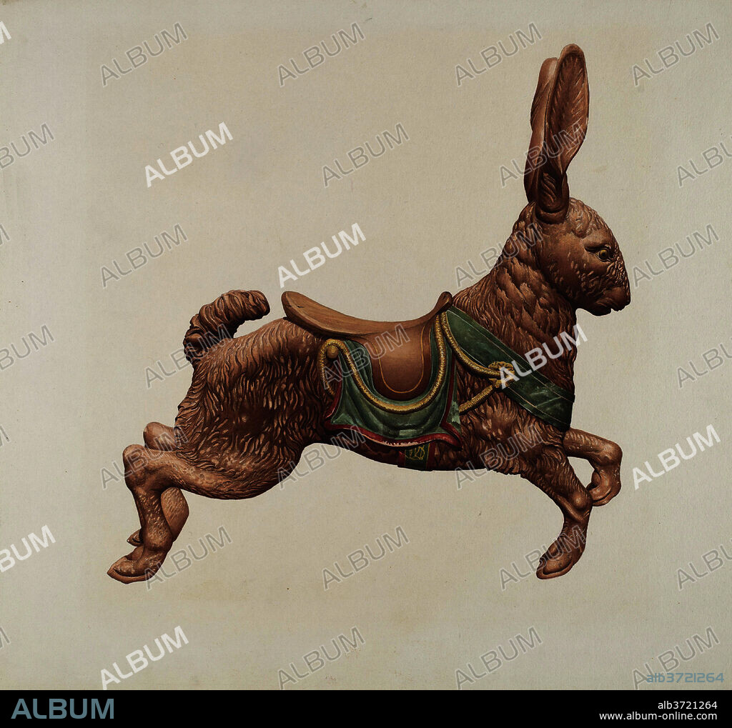 ROBERT POHLE. Carousel Rabbit. Dated: c. 1939. Dimensions: overall: 38.1 x 38.2 cm (15 x 15 1/16 in.)  Original IAD Object: 48" long. Medium: watercolor and graphite on paper.