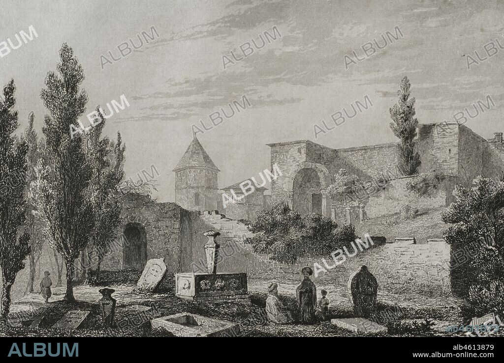 Ottoman Empire. Turkey. Constantinople (today Istanbul). Walls of the city. Golden Gate. Engraving by Lemaitre. Historia de Turquia by Joseph Marie Jouannin (1783-1844) and Jules Van Gaver, 1840.