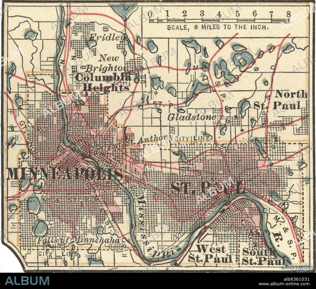 Map of Minneapolis, St. Paul and Minnesota.