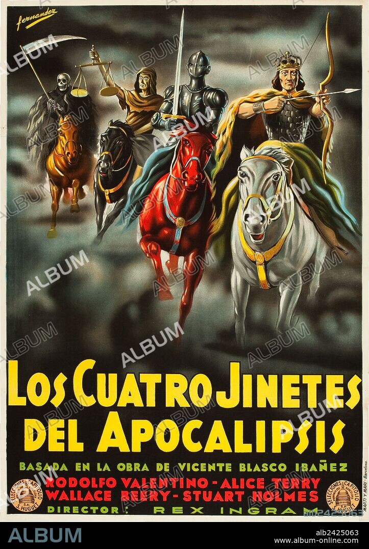 Poster of THE FOUR HORSEMEN OF THE APOCALYPSE, 1921, directed by REX INGRAM (DIRECTOR). Copyright METRO.