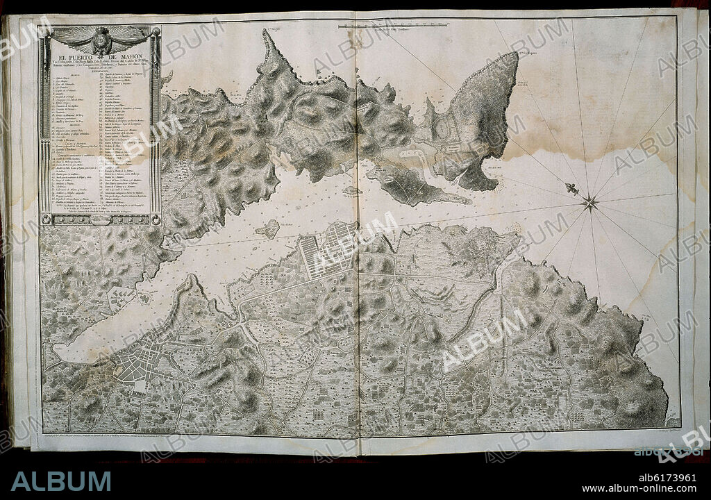 MANUEL SALVADOR CARMONA (1734/1820). MAPA DEL PUERTO DE MAHON - GRABADO 1786.