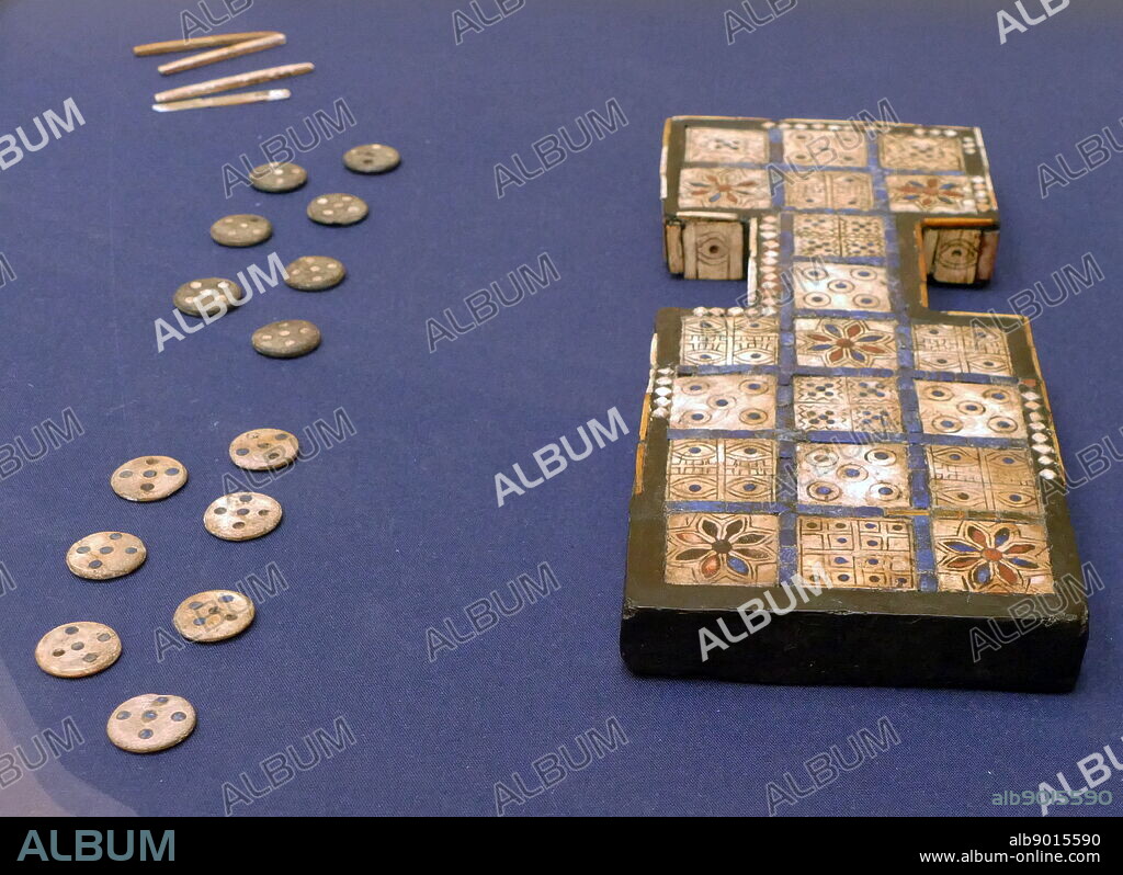 The royal game of Ur, or game of twenty squares, is a game of ancient Mesopotamia. It is known by two plateaux, discovered in royal tombs of Ur by Leonard Woolley in the 1920s. dated about 2600 BC. BC,.