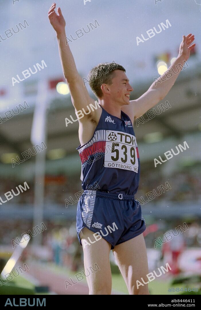 Göteborg 1995 - VM i friidrott - Nya Ullevi - Jonathan Edwards slår världsrekord i tresteg - *** Local Caption *** Finns i VM-pärm GP-övrigt. KAMERAREPORTAGE.