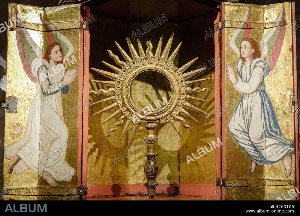 sagrario expositor con ángeles, 1585, Mateu Lopez Senior, madera dorada y policromada, Museo diocesano de Mallorca, Palma,Mallorca, balearic islands, Spain.