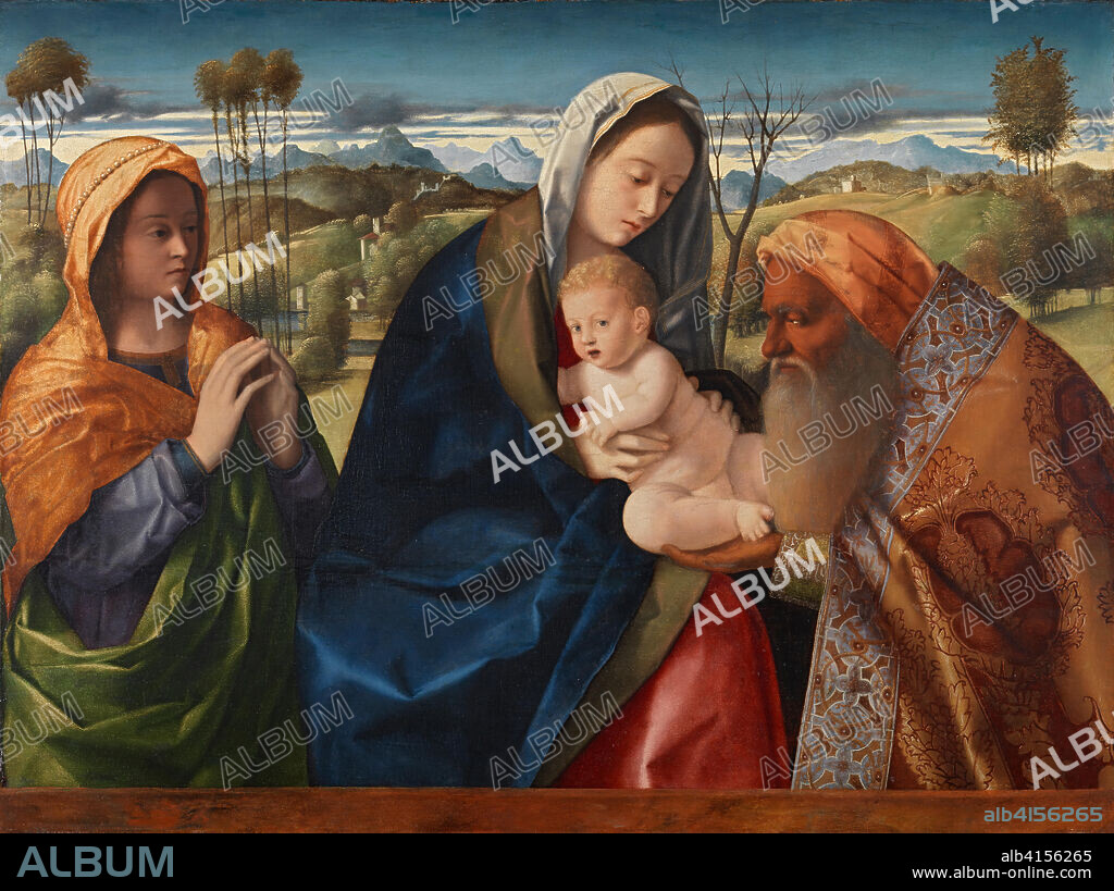 Giovanni Bellini (Venecia (?), 1431/1436 -Venecia, 1516). Asunto Místico ("Nunc dimittis") (hacia 1505 - 1510). Óleo sobre tabla. 62 x 82,5 cm.