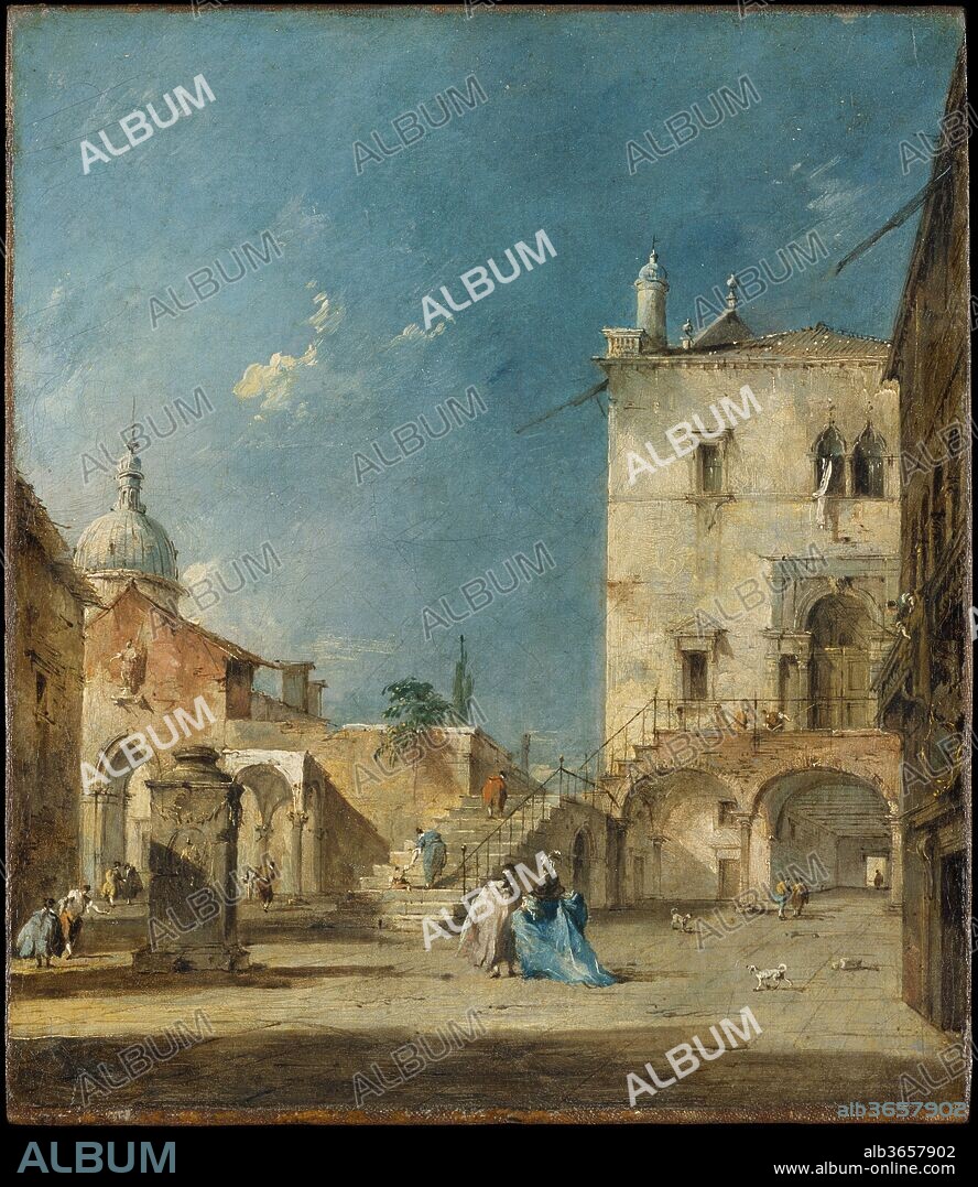 Imaginary View of a Venetian Square or Campo. Artist: Francesco Guardi (Italian, Venice 1712-1793 Venice). Dimensions: 12 3/8 x 10 5/8 in. (31.4 x 27 cm). Date: 1780s.