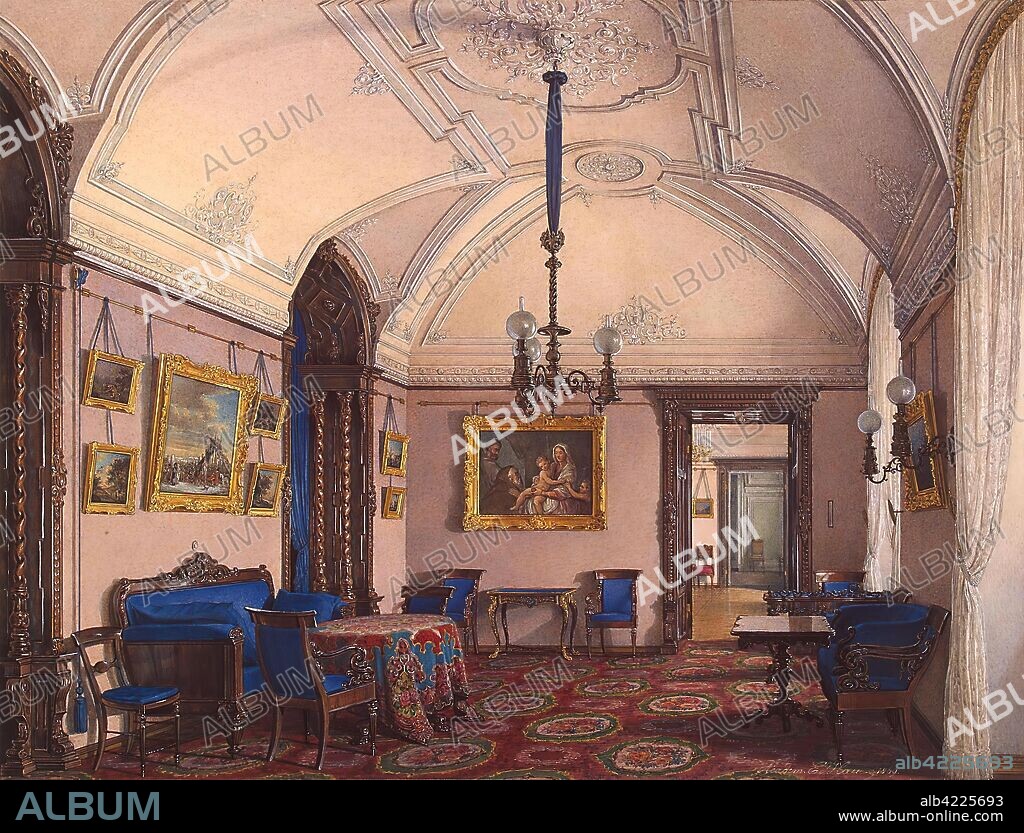 EDWARD HAU. 'Interiors of the Winter Palace. The Fourth Reserved Apartment. The Study'. Russia, 1869. Dimensions: 30,2x39,5 cm.