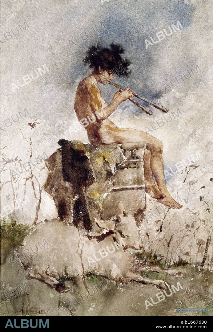 MARIANO FORTUNY Y MARSAL. Pipes of Pan,  The, Fortuny y Carb?,  Mariano (1838-1874/Spanish).