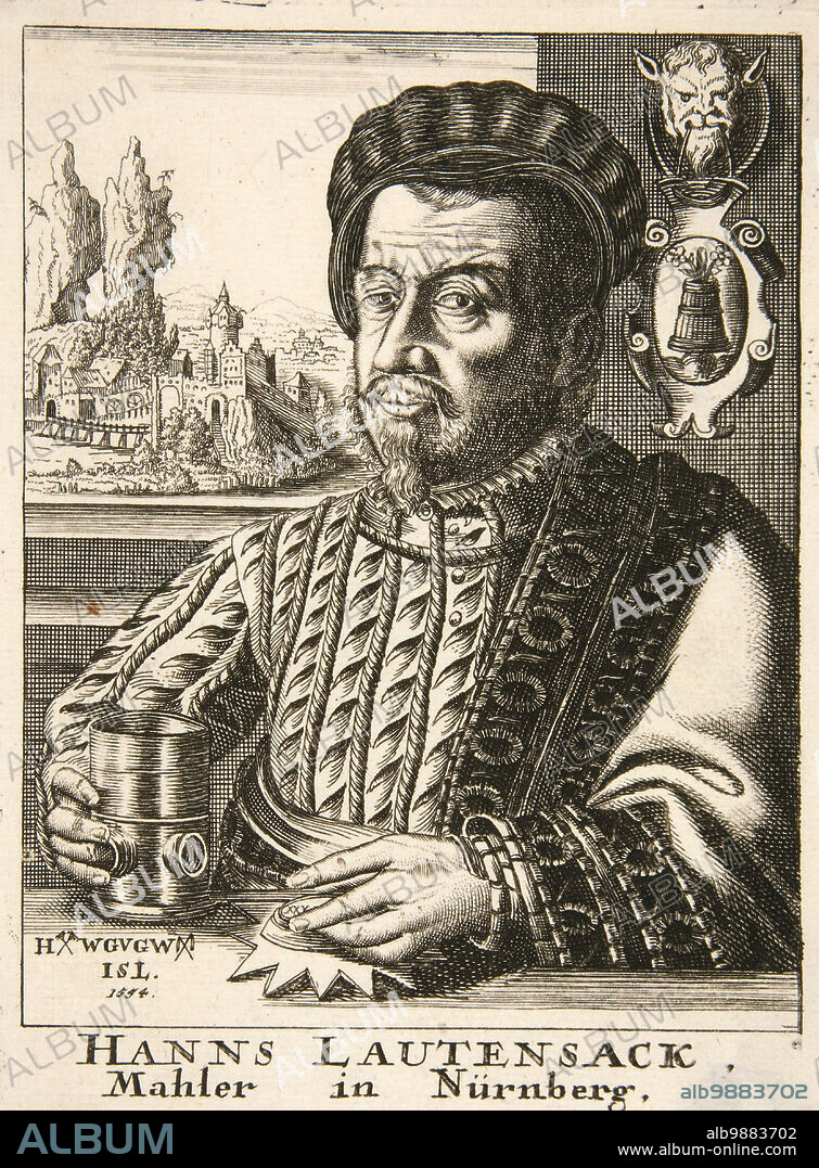 Hanns Lautensack, Hans Sebald Lautensack, (um 1520 in Bamberg - 1565) war ein deutscher Kupferstecher und Radierer, Historisch, digital restaurierte Reproduktion von einer Vorlage aus dem 19. Jahrhundert.