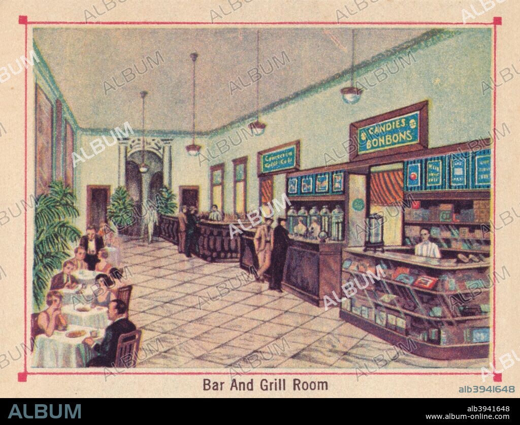 'Bar and Grill Room - Hotel Florida - Havana - Cuba', c1910. [Compania Litografica de La Habana, Havana, Cuba, c1910].