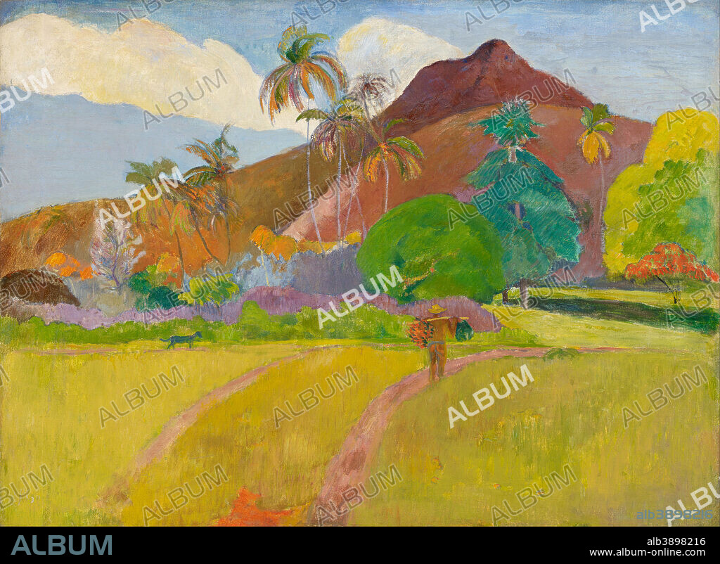 PAUL GAUGUIN. Montagnes tahitiennes / Tahitian Landscape. Date/Period: 1891. Painting. Oil on canvas. Height: 67.9 cm (26.7 in); Width: 92.3 cm (36.3 in).