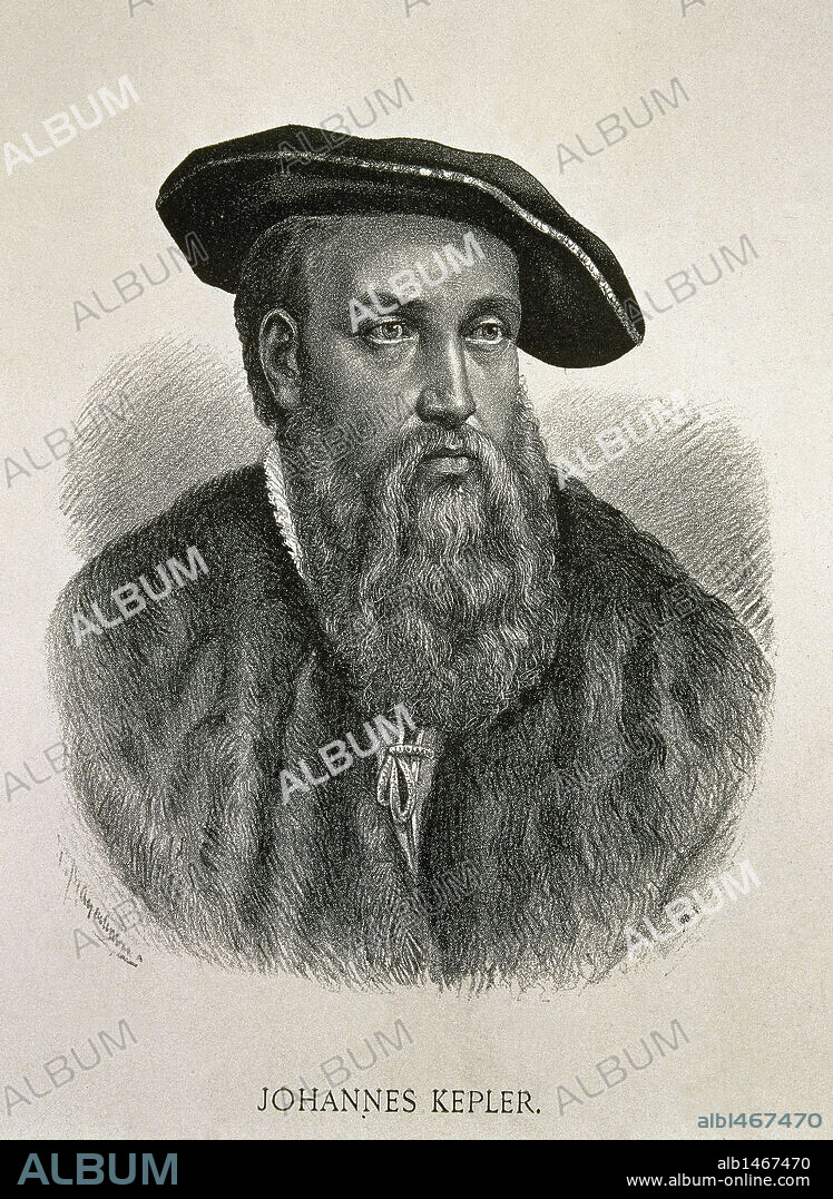 JOHANNES KEPLER (1571-1630) Matemático y astrónomo alemán. Considerado el fundador de la astronomía moderna al definir las leyes de Kepler que rigen los movimientos de los planetas. S. XVI-XVII (S. XVI-S. XVII) Grabado. Biblioteca Nacional. Madrid.