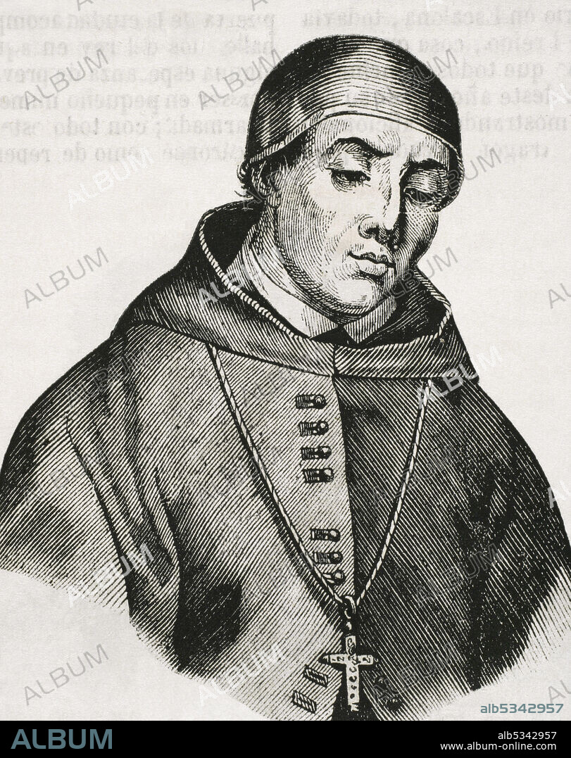 Alonso Fernández de Madrigal, known as Alonso Tostado (1410-1455). Spanish clergyman, academicist and writer. Bishop of Avila 1454-1455. Portrait. Engraving. Historia General de España by Father Mariana. Madrid, 1852.