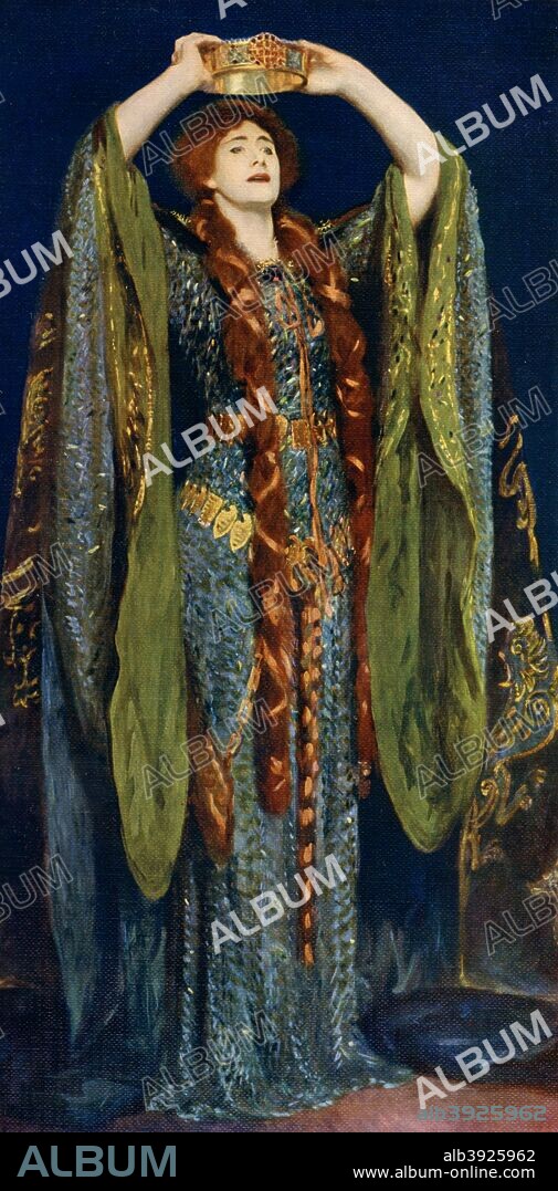 'Miss Ellen Terry as Lady Macbeth', 1906, (1912). The famous actress, Dame Ellen Terry (1847-1928), is shown here in the role of Lady Macbeth. A colour print from Famous Paintings, with an Introduction by Gilbert Chesterton, Cassell and Company, (London, New York, Toronto, 1912).